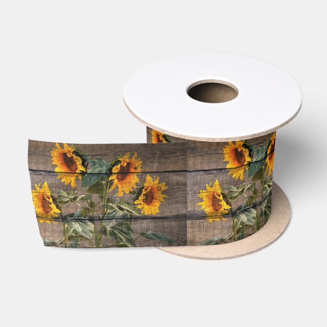 Lazo De Raso Girasol de madera de grano rústico (Carrete)