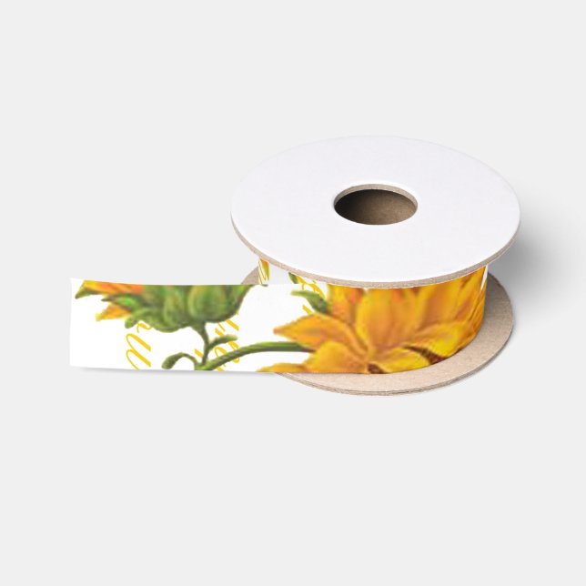 Lazo De Raso Girasoles y texto (Carrete)