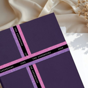 Lazo De Raso Glamour Femenino Rosa y Morado Negro Brillante Pur