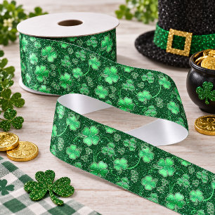 Lazo De Raso Glittering Shamrock and Swirls ID289