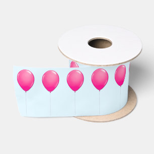 Lazo De Raso Globos rosados Cinta azul