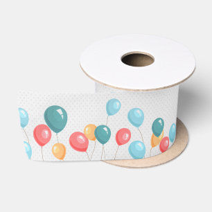 Lazo De Raso Globos y puntos de cumpleaños coloridos