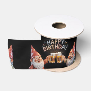 Lazo De Raso Gnomos de "Feliz Cumpleaños" Brindando con Jarras
