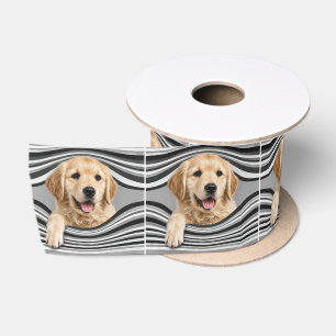 Lazo De Raso Golden Retriever en Agujero Abstracto de Rayas