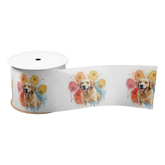 Lazo De Raso Golden Retriever in Pawprint (Carrete)