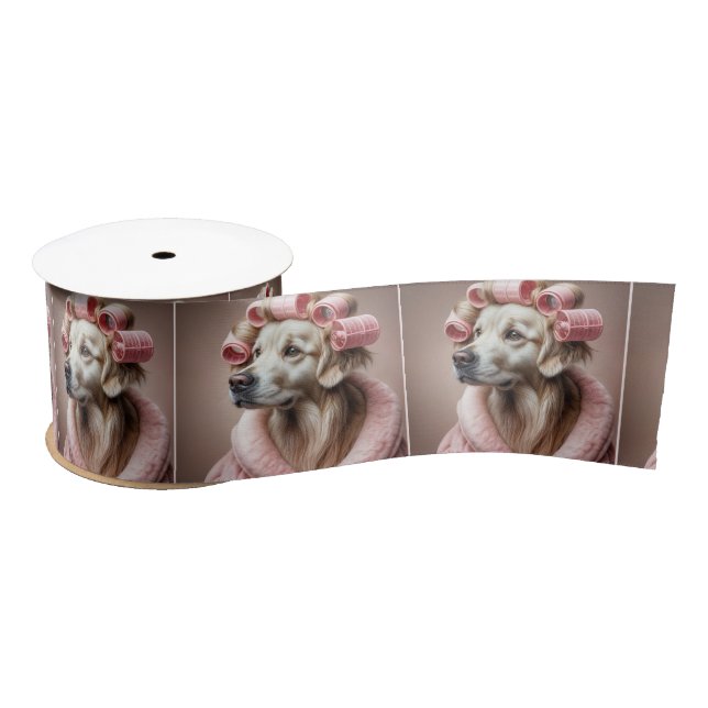 Lazo De Raso Golden Retriever In Pink Hair Curlers (Carrete)