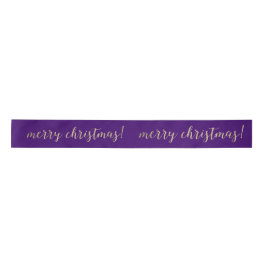 Lazo De Raso Golden Script Feliz Navidad Morado Violeta