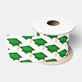 Lazo De Raso Gorras de graduación verdes sobre blanco