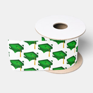 Lazo De Raso Gorras de graduación verdes sobre blanco