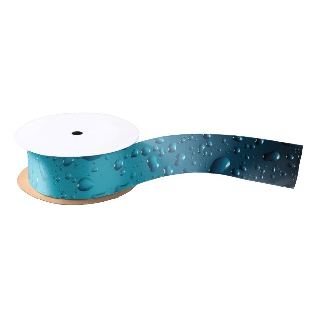 Lazo De Raso Gotas de agua azul Guay con estilo (Carrete)
