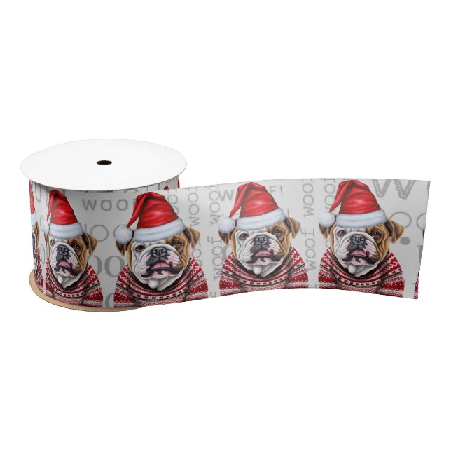 Lazo De Raso Graciosos Navidades de Bulldog de Perro Lover Cute (Carrete)