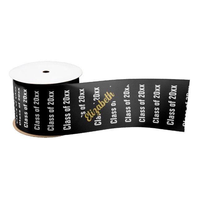 Lazo De Raso Graduation Black White and Gold Graduate's Name (Carrete)