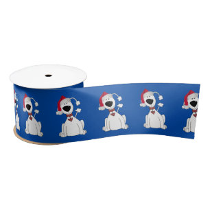 Lazo De Raso Gráfico de perro navidad con Gorra
