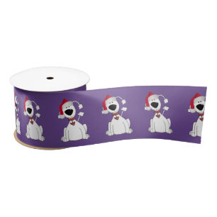 Lazo De Raso Gráfico de perro navidad con Gorra