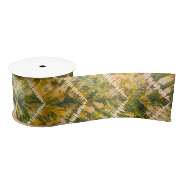 Lazo De Raso Green and Gold Tie Dye Chevron Pattern (Carrete)