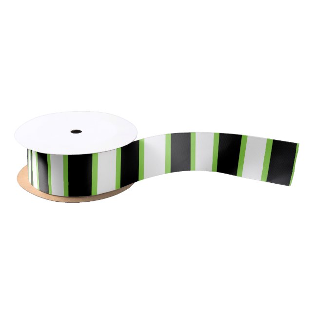 Lazo De Raso Green, Black & White Stripes (Carrete)