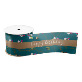 Lazo De Raso Green Brown Floral Custom Design Happy Birday