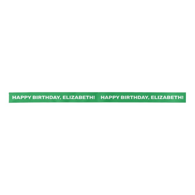 Lazo De Raso Green White Happy Birday Name | Personalizado (Anverso)
