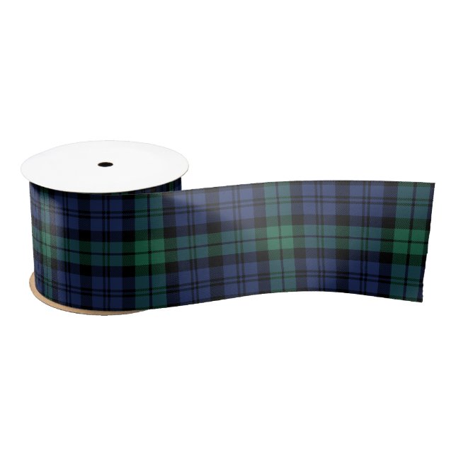 Lazo De Raso Green y Blue Black Watch Tartán Plate Holiday (Carrete)