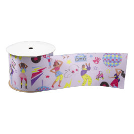 Lazo De Raso Groovy Disco Púrpura Fiesta Retro 80 Lila Purple