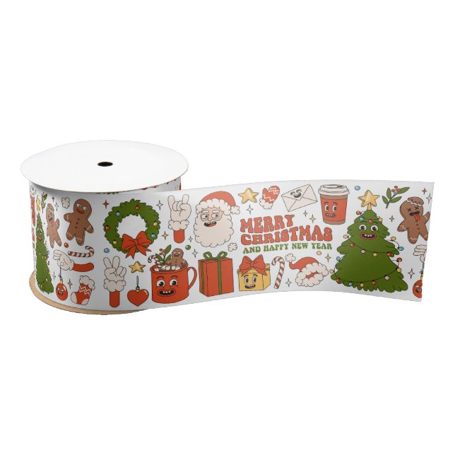 Lazo De Raso Groovy Hippie Retro Merry Christmas Santa Funny (Carrete)