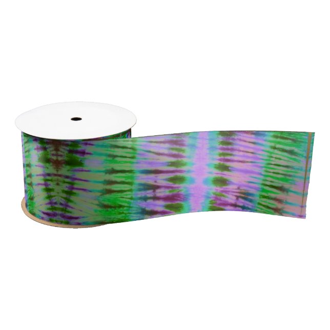 Lazo De Raso Groovy Púrpura y Green Tie Dye Ribbon (Carrete)