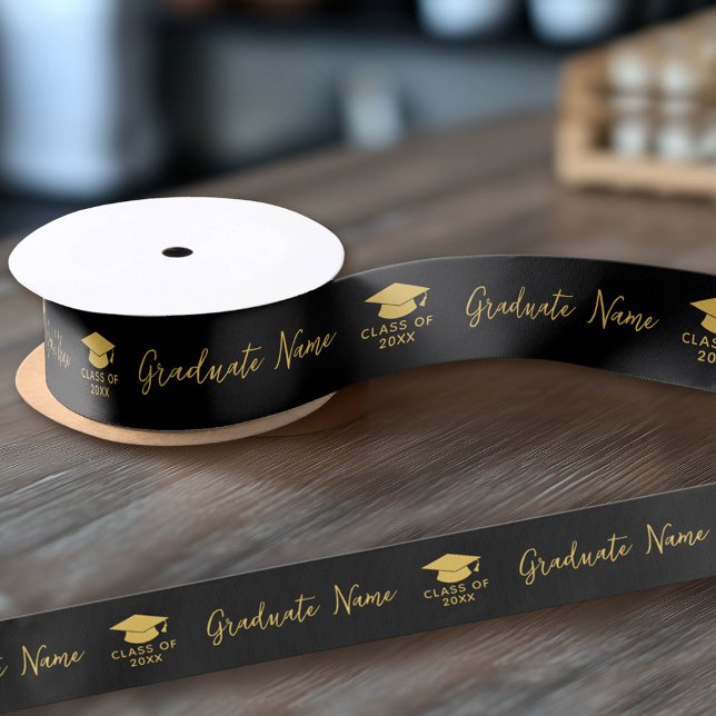 Lazo De Raso Guión de nombre de grado con tapa - Graduación de  (Custom Graduation Ribbon)