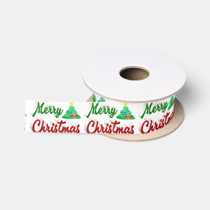 Lazo De Raso Guión verde rojo del árbol de navidad