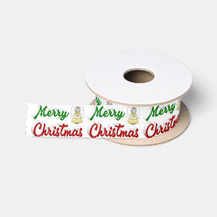 Lazo De Raso Guión verde rojo Merry Christmas Angel