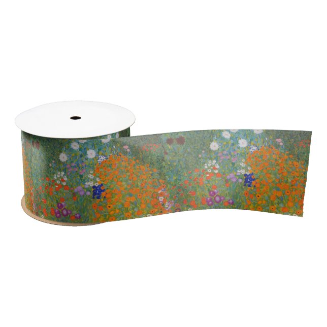 Lazo De Raso Gustav Klimt Flor Jardín Naturaleza (Carrete)