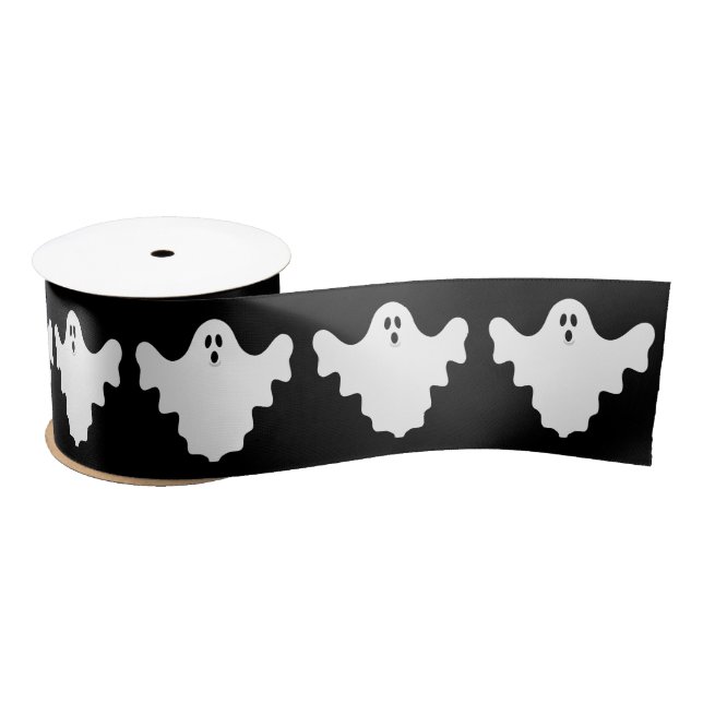 Lazo De Raso Halloween negro blanco lindo (Carrete)