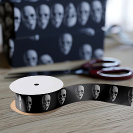 Lazo De Raso Halloween Spookan Skull Pattern Black