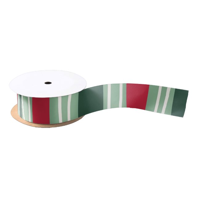 Lazo De Raso Hand Drawn Red and Green Striped Holiday (Carrete)