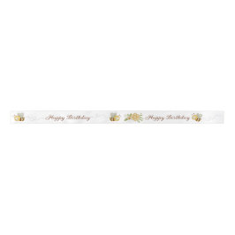 Lazo De Raso Happy Birthday Bumble Bee Floral Ribbon