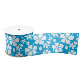 LAZO DE RASO HAWAIAN HULA (HIBISCO) BLUE SATIN RIBBON