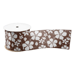 LAZO DE RASO HAWAIAN HULA (HIBISCO) BROWN SATIN RIBBON