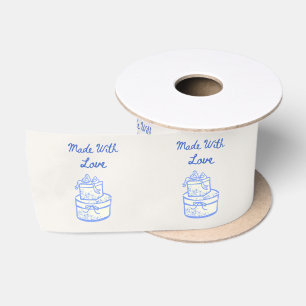Lazo De Raso Hecho Con Amor   Favor de Boda Azul y Blanco