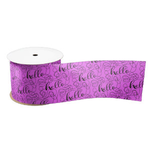Lazo De Raso HELLO patrón negro transparente con LINES