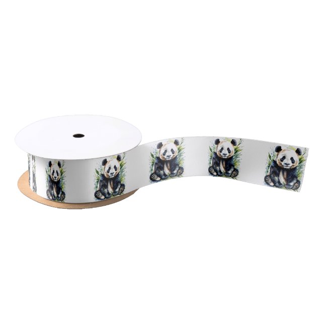 Lazo De Raso Hermosa acuarela Panda Bear (Carrete)
