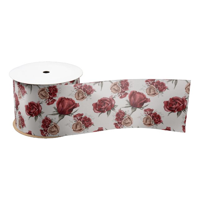 Lazo De Raso Hermosa ducha de novia de rosas rojas rojas (Carrete)