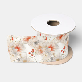 Lazo De Raso Hermosa Flora Blanca Roja Peach