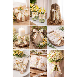 Lazo De Raso Hermosas flores silvestres de primavera amarilla