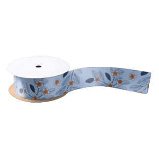 Lazo De Raso Hermoso patrón retro floral satin ribbon
