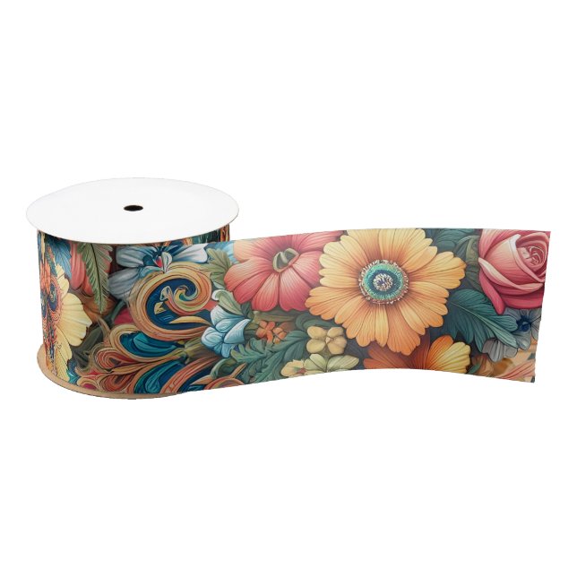 Lazo De Raso Hermoso ramo de flores (Carrete)