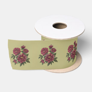 Lazo De Raso Hermoso rocío floral pintado a mano