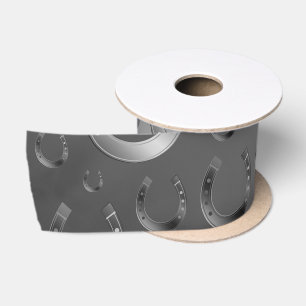 Lazo De Raso herradura, plata, gris estampado, suerte, estampad