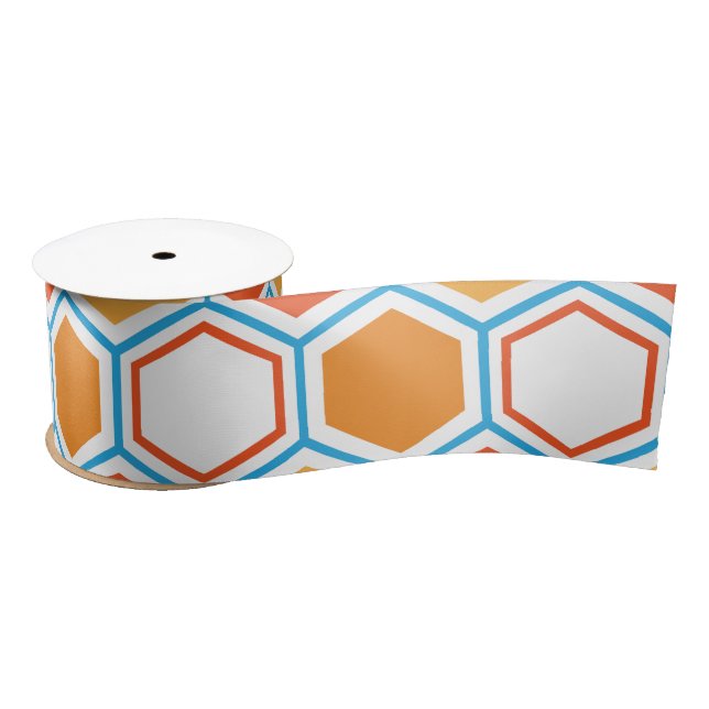 Lazo De Raso Hexagon in orange, blue and white (Carrete)