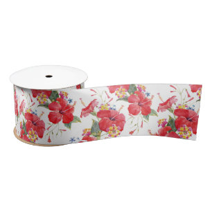 Lazo De Raso Hibiscus and Lantana Tropical Pattern