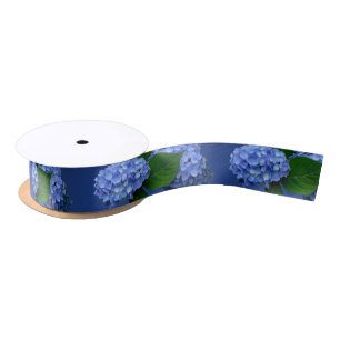 Lazo De Raso Hidrangea Azul Blooms Verdor Cinta satinada