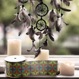 Lazo De Raso Hippie Rojo Azul Amarillo Amarillo Verde Trippy Ea